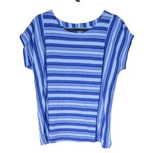 Land's End Women's Blue Slub Wedge Short Sleeve T-shirt Size M